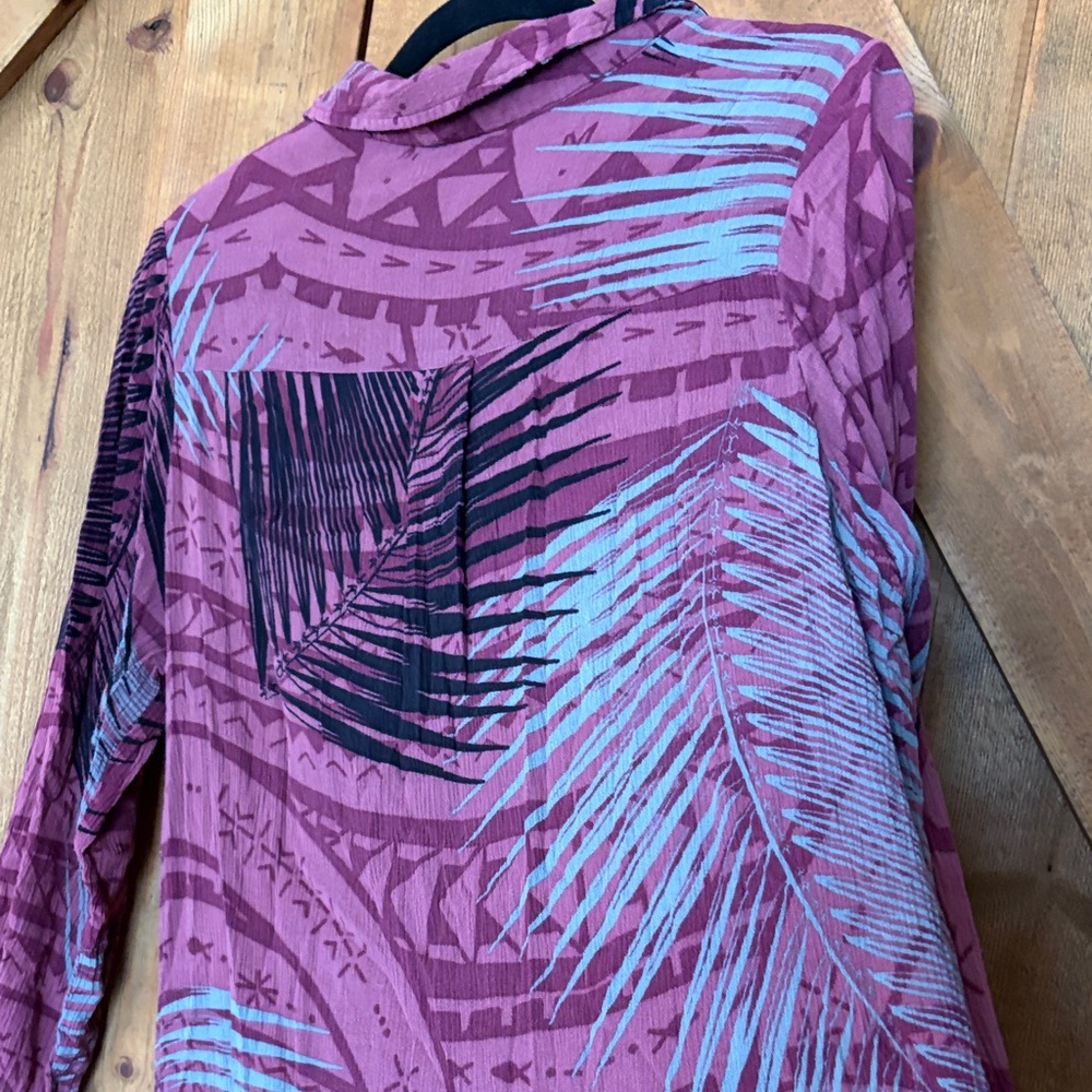 Boohoo Pink Tropical Print Button-Front Dress - Picture 6 of 6